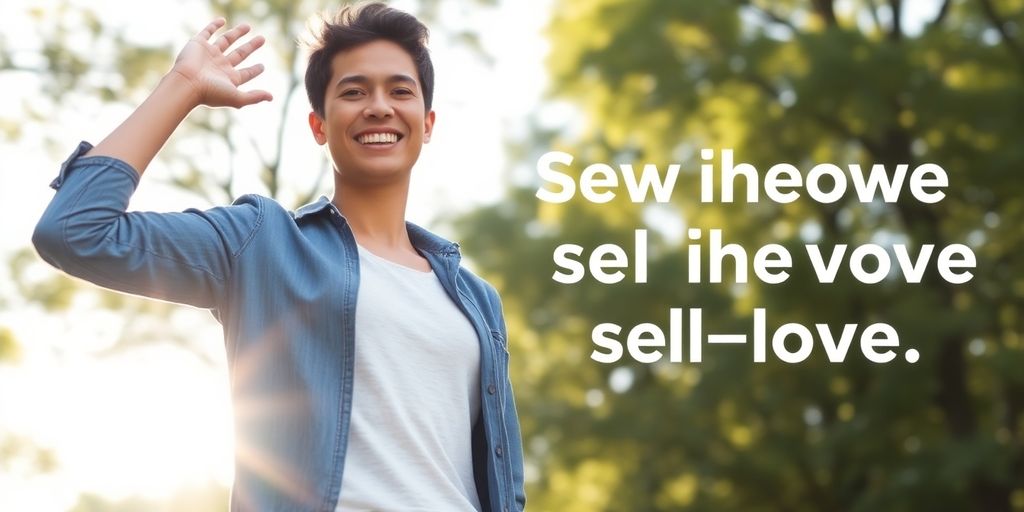 Confident person smiling outdoors, radiating positivity and empowerment.