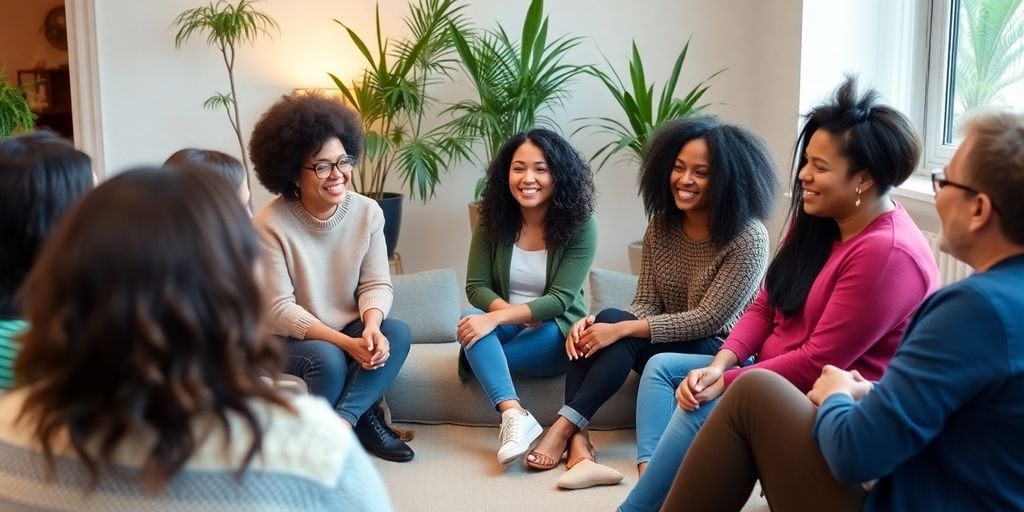 Group of people engaged in a mental health workshop.
